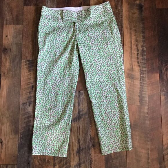 Lilly Pulitzer green pink pixie cropped capri pants  slacks sz 6 - Picture 3 of 7